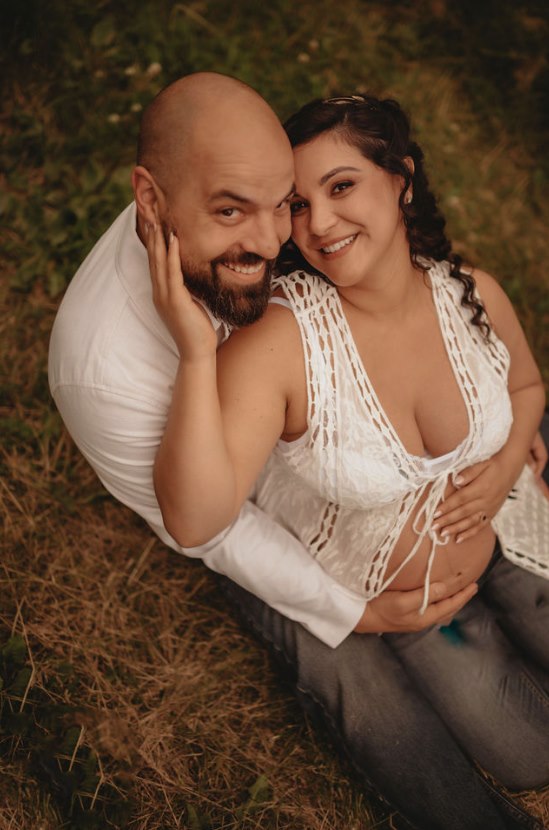 Adri and Michael, founders of Given Dearly, together while expecting their baby